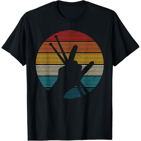 Vintage Drummer Drum Sticks Rock & Roll Hand Horns Gift T-Shirt