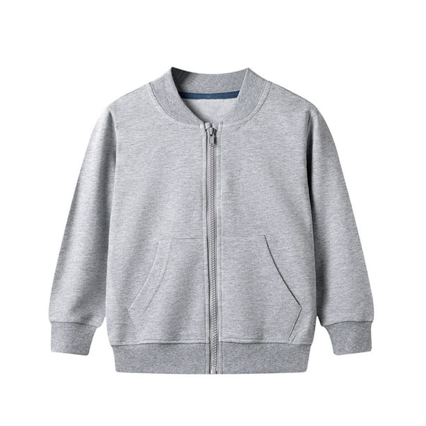 Gibobby Chamarra de manga larga para bebéChaqueta de abrigo de invierno de manga larga para niños pequeños y niñas, abrigo deportivo de béisbol con bolsi(Gris, 18-24 Meses)