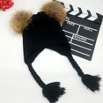 thumbnail image 2 of Children Knitted Cap Solid Color Decorative Acrylic Fiber Ear Protection Warm Hat Comfortable Autumn Winter Boys Girls Hats Black, 2 of 7