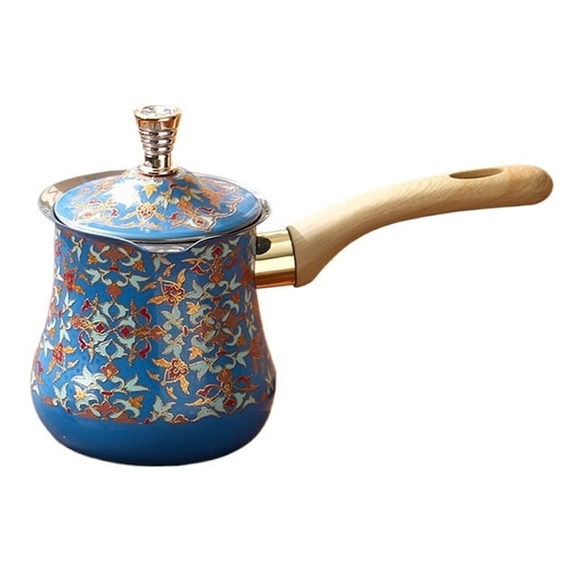 Cafetière Turque 720 ml pour Cuisinière avec Long Manche en Bois en Acier Inoxydable