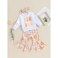 thumbnail image 2 of KelaJuan Big Sister Little Sister Matching Outfits Toddler Long Sleeve Romper/Sweatshirt with Flower Flare Pants and Headband, 2 of 6