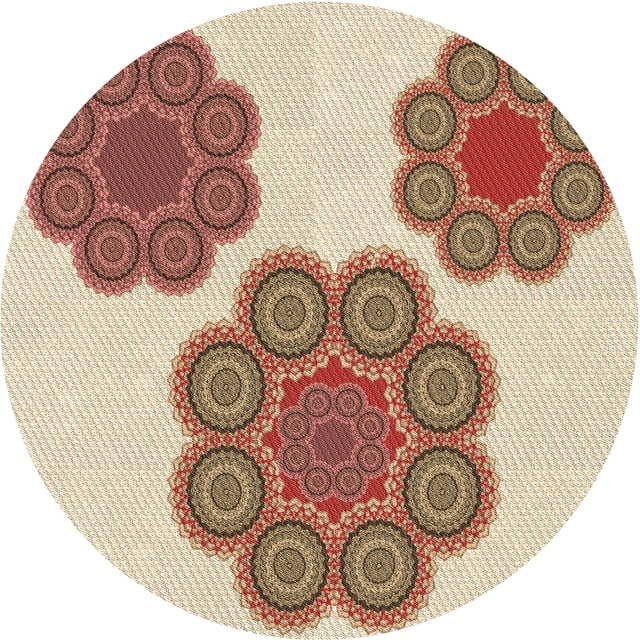 Ahgly Company Tapis Rond Lavable en Machine Intérieur Transitionnel Pêche Orange Profond, 6 Pieds Rond