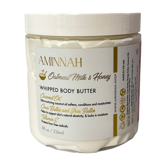Aminnah Skincare Oatmeal Milk & Honey Whipped Body Butter 8 fl oz