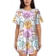 thumbnail image 1 of Fotbe Donuts and Coffee Conjunto de Pijama Estampado para Mujer, 2 Piezas, Ropa de Dormir con Camiseta de Manga Corta y Shorts Suaves-X-Large, 1 of 6