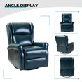 thumbnail image 3 of Faux Leather Recliner Manual Swivel Nursery Armchair Metal Base Wingback Home Living Room Turquoise, 3 of 8