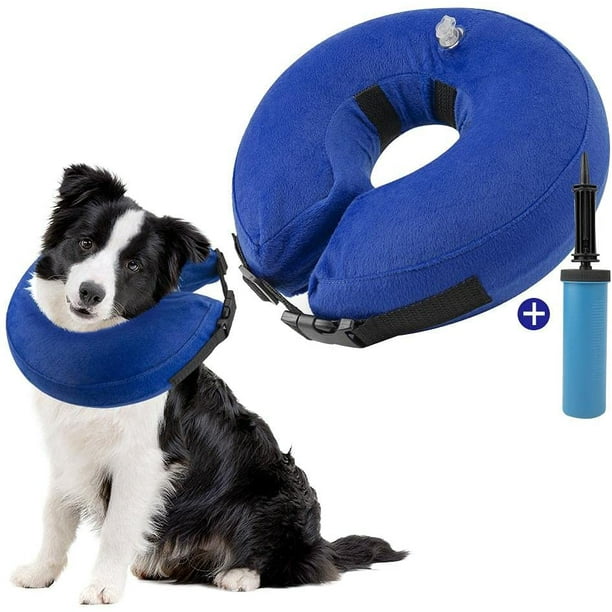 Inflatable Dog Recovery Collars Cones Soft Adjustable Quick Release Dog Donut Collar for After Surgery Prevent Dogs from Touching Stitches Biting Licking Wound Include Pump Large Blue Walmart