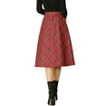 thumbnail image 4 of INSPIRE CHIC Women's Plaid Skirts Belted High Waist A-Line Mid-Length Skirts M Red, 4 of 9