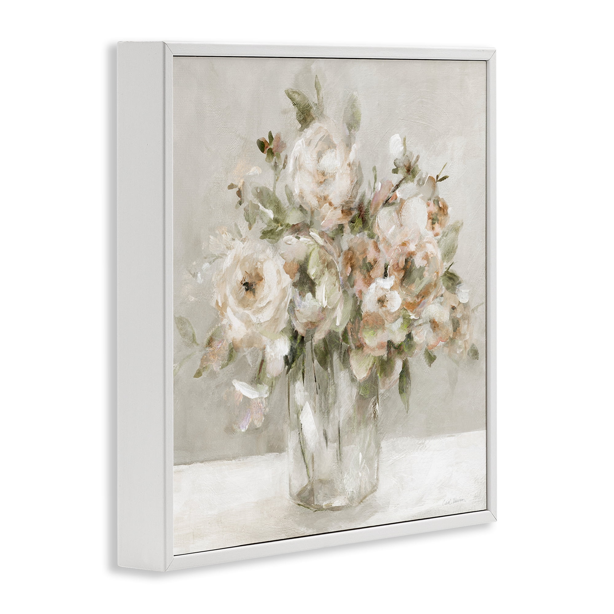 Stupell Industries Soft Neutral Floral Still Life White Framed Giclee Art, design by Carol Robinson