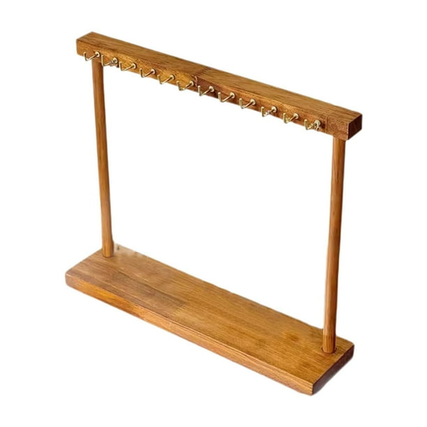 Organizador de joyas de madera, decoración de encimera, moderno y elegante, soporte para collares. Marrón