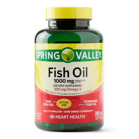Spring Valley Fish Oil Mini Softgels, 1000 mg, 200 Ct ...