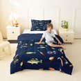 thumbnail image 3 of Manfei Hippie Bass Fish Twin Comforter Sets, Rustic Fishing Bedding Set, Navy Blue, Blue Reversible, 2-Piece, 1 Comforter and 1 Pillowcase, 3 of 7
