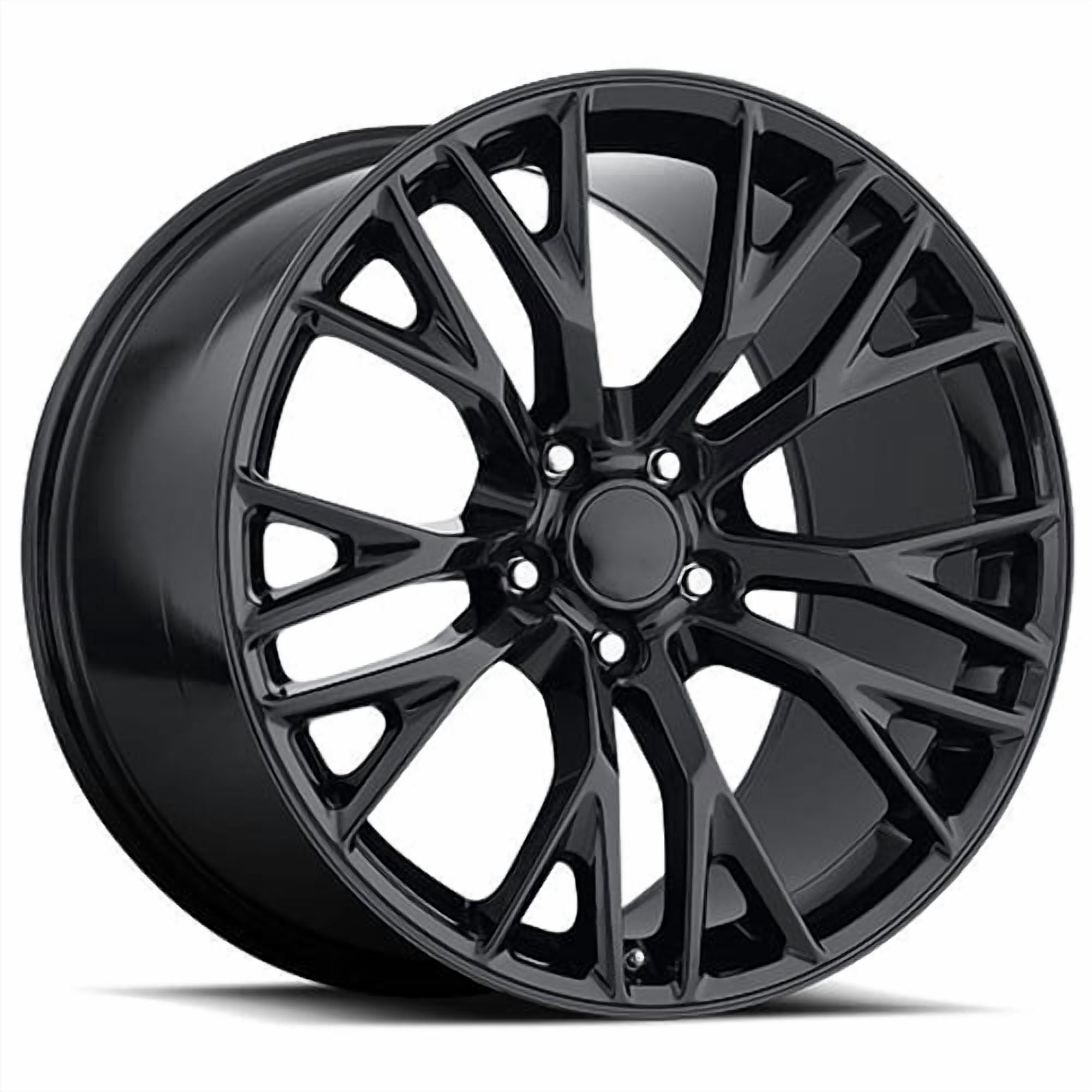 New 19x10 Inch Wheel for Corvette C7 Z06 FR 22 Style 19 inch Gloss Black Alloy Rim 5x4.75" Bolt-Pattern 79mm Offset - Factory Reproduction Wheel