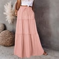 thumbnail image 2 of Women Long Skirt Fashion Solid Color Long Skirts Elastic Waist Faldas Loose Casual High Waist Saia Versatile Half-Body Dress, 2 of 8