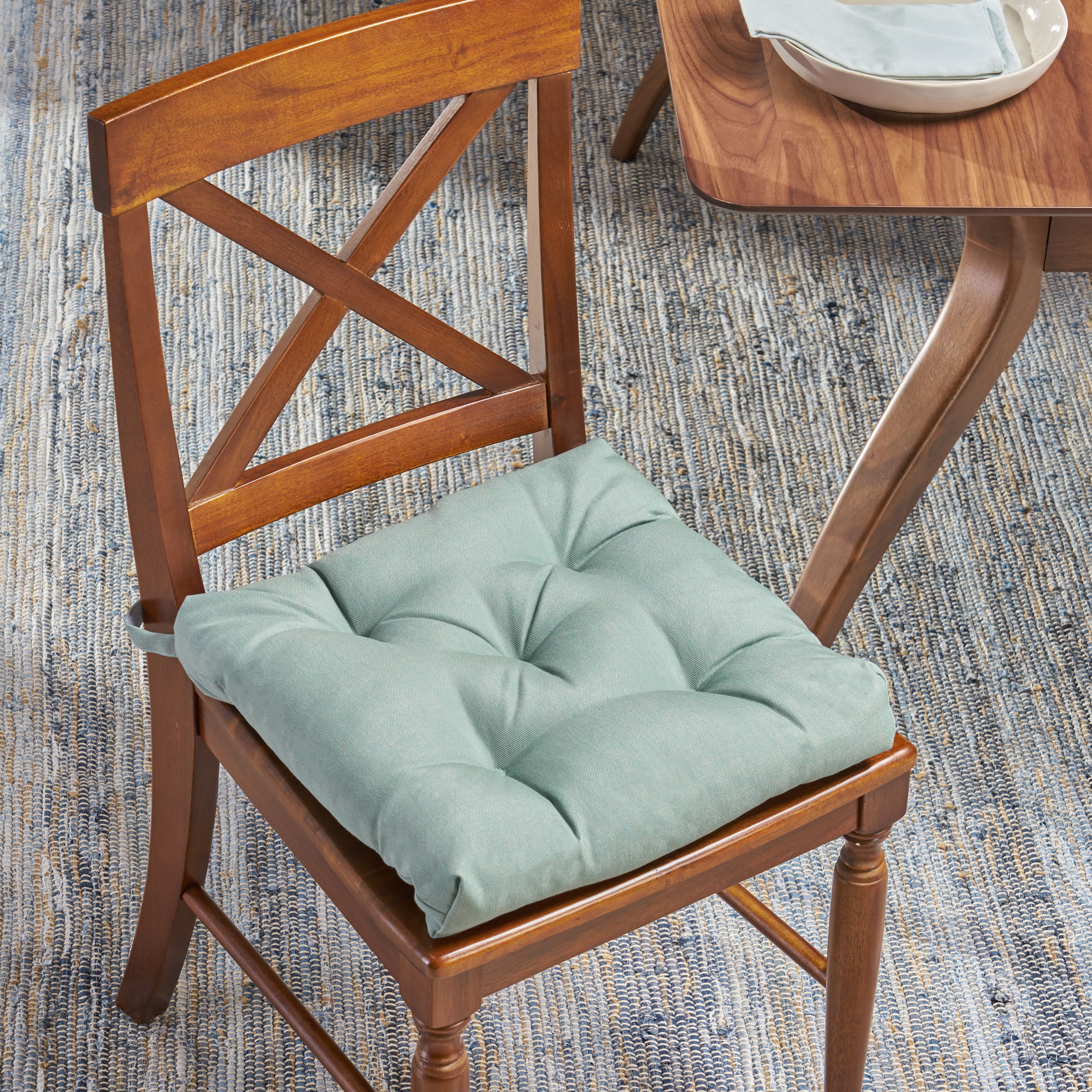 Noble House Johan Indoor Fabric Classic Tufted Chair Cushion, Teal