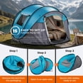 thumbnail image 4 of 4 Person Pop Up Tent for Camping, Waterproof Instant Family Tent with Front Awning, Automatic Tent Throw Pop Up Instant Flip Pop Tent for Camping, Blue, 4 of 12