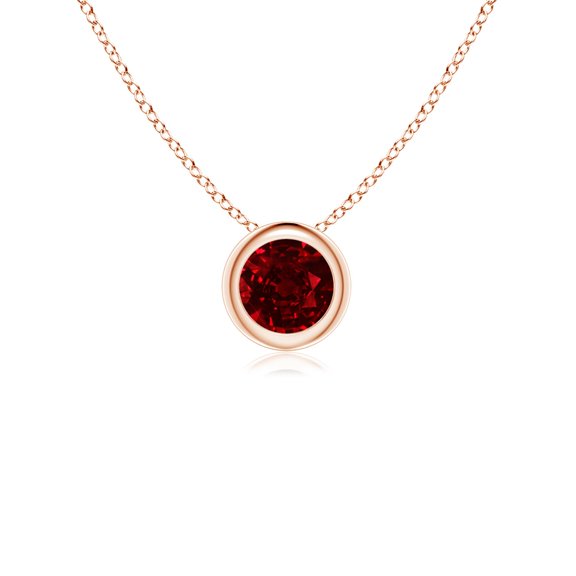 ANGARA Natural Bezel-Set Round Ruby Solitaire Pendant in 14K Rose Gold for Women (Size-4mm) | July Birthstone, Birthday, Anniversary, Jewelry Gift for Women | Natural Ruby Necklace