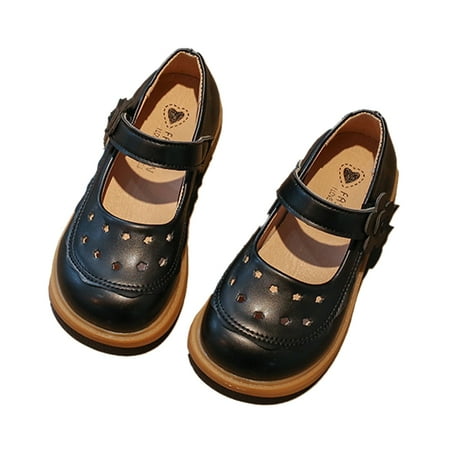 

QUDDERR Girl s Flats School Uniform Shoes Soft Bottom Dress Shoes Spring Fall Hollow out Party Wedding Leather Shoes for Size Toddler Kids 1M -13M