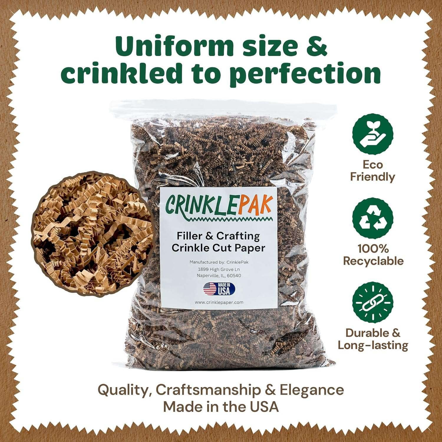 CrinklePak 40 lb Kraft Crinkle Cut Paper – Decorative Shred for Gift Baskets & Packaging