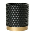 thumbnail image 2 of Honeycomb Metal Waste Basket With Gold Base - Black - 12"H x 10"W, 2 of 4