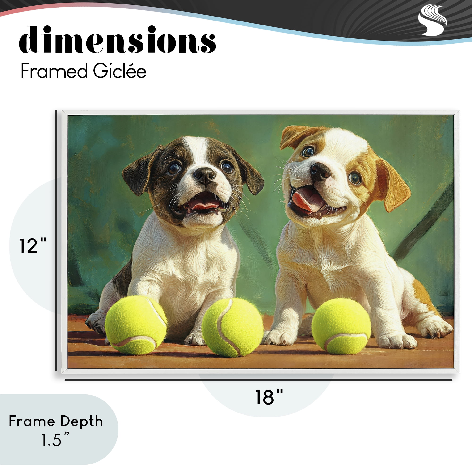 Stupell Industries Adorable Puppies with Tennis Balls White Framed Giclee Art, design by Imagine It Images