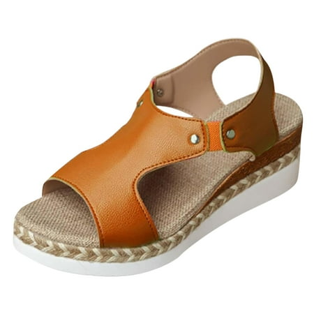 

Gzea Womens Summer Sandals Sandals Womens Sandals Comfortable Dressy Wedge Sandals Women Sandals Platform Sandals Summer Sandals Yellow 42