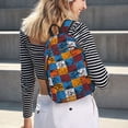 thumbnail image 5 of Disketp colorful plaid Dinosaur print Canvas Backpack Lightweight Travel Daypack Student Rucksack Laptop Backpack-Small, 5 of 5