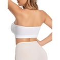 thumbnail image 2 of Gustave Strapless Bandeau Bra for Women Non-Slip Seamless Padded Bralette Wireless Tube Top Bras with Removable Pads Clear Straps, White, 2XL, 2 of 12
