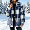thumbnail image 4 of FchengtaiS Sherpa Fleece Jackets For Women Fuzzy Button Down Plaid Coats Fall Winter Warm Outerwear With Pocket, 4 of 7