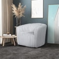 thumbnail image 3 of Pemberly Row Modern Living Room Round Back Velvet Swivel Chair in Light Gray, 3 of 6