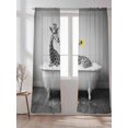 thumbnail image 2 of Sheer Curtains 84 Inches Long 2 Panels Set for Living Room, Funny Giraffes Semi Sheer Curtains for Windows, Cute Art Vintage Lovely Animals on Bathtub Voile Window Treatments Rod Pocket Curtain, 2 of 7