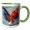 Green/White, variant on 3drose, Hahn. Rooster., 11oz Two-tone Red Mug
