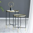 thumbnail image 3 of Hassch 2-Piece Nesting Side Tables Set with Mirrored Glass Tops, Black and Gold Metal Base, Modern Accent Tables for Living Room, Home Decor, 3 of 9