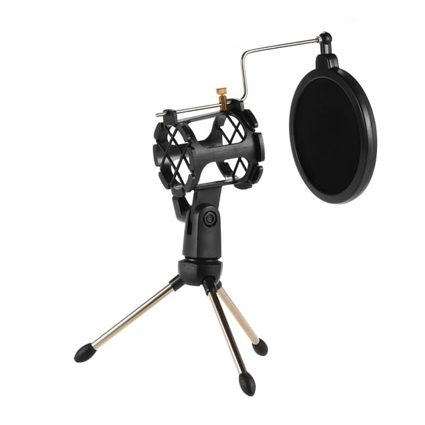 Mini Desktop Microphone Stand + Shock Mount Mic Holder + Filter Kit for