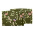 thumbnail image 3 of S4Sassy Green Robin & Blossom Floral Washable Printed Dining Reversible Tablemats With Napkins Set, 3 of 3