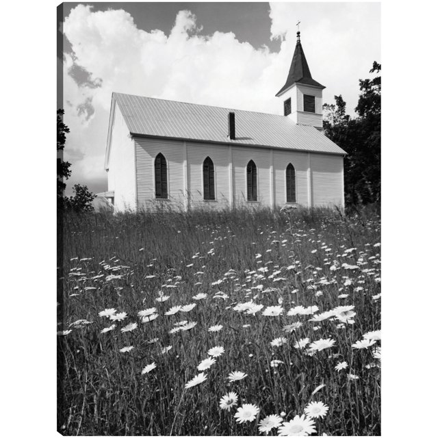 Cuadro Decorativo - Iglesia rural de la margarita Jr Impresión en canvas, estrechado.