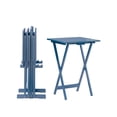 thumbnail image 5 of Contemporary Home Living 4-Piece Folding Planked Top Tray Table Set - 26.5" - Blue, 5 of 6