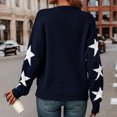 thumbnail image 5 of FRSASU Women fashionable and comfortable Sweater Fall Star Pullover Long Sleeve Crewneck Casual Cute Sweaters Tops Blue, 5 of 9
