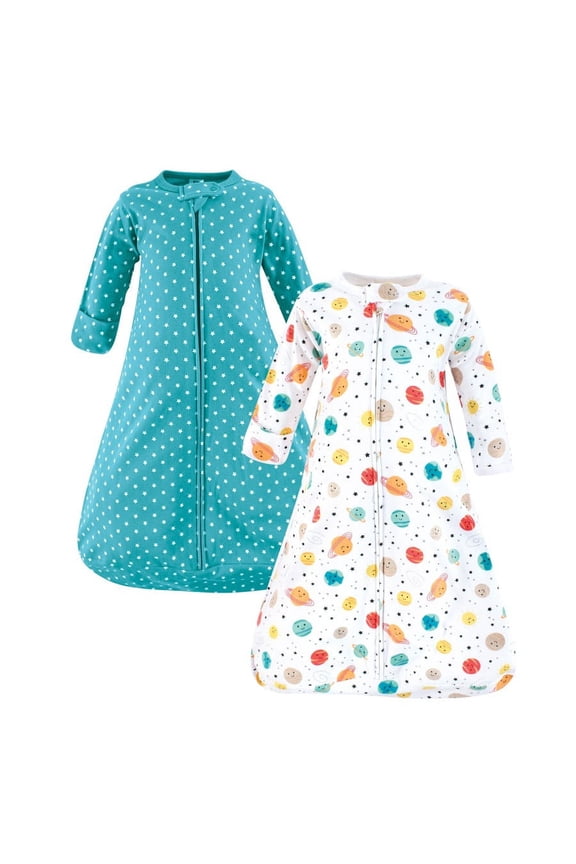 Cotton Long-Sleeve Wearable Sleeping Bag, Sack, Blanket, Happy Planets, 3-9 Months
