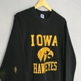thumbnail image 3 of Vintage Distressed Iowa Hawkeyes NCAA Sweatshirt  90s Iowa Hawkeyes Spell Out Logo Sweater University Of Iowa Black Crewneck Size XL, 3 of 4