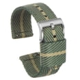 thumbnail image 1 of Verde Caqui Nylon Rayadas Correa 22mm Ancho Suave Cómodo Premium Nylon Correa con Plateada Hebilla, Universal Reemplazo Lienzo Reloj Correa, 1 of 7