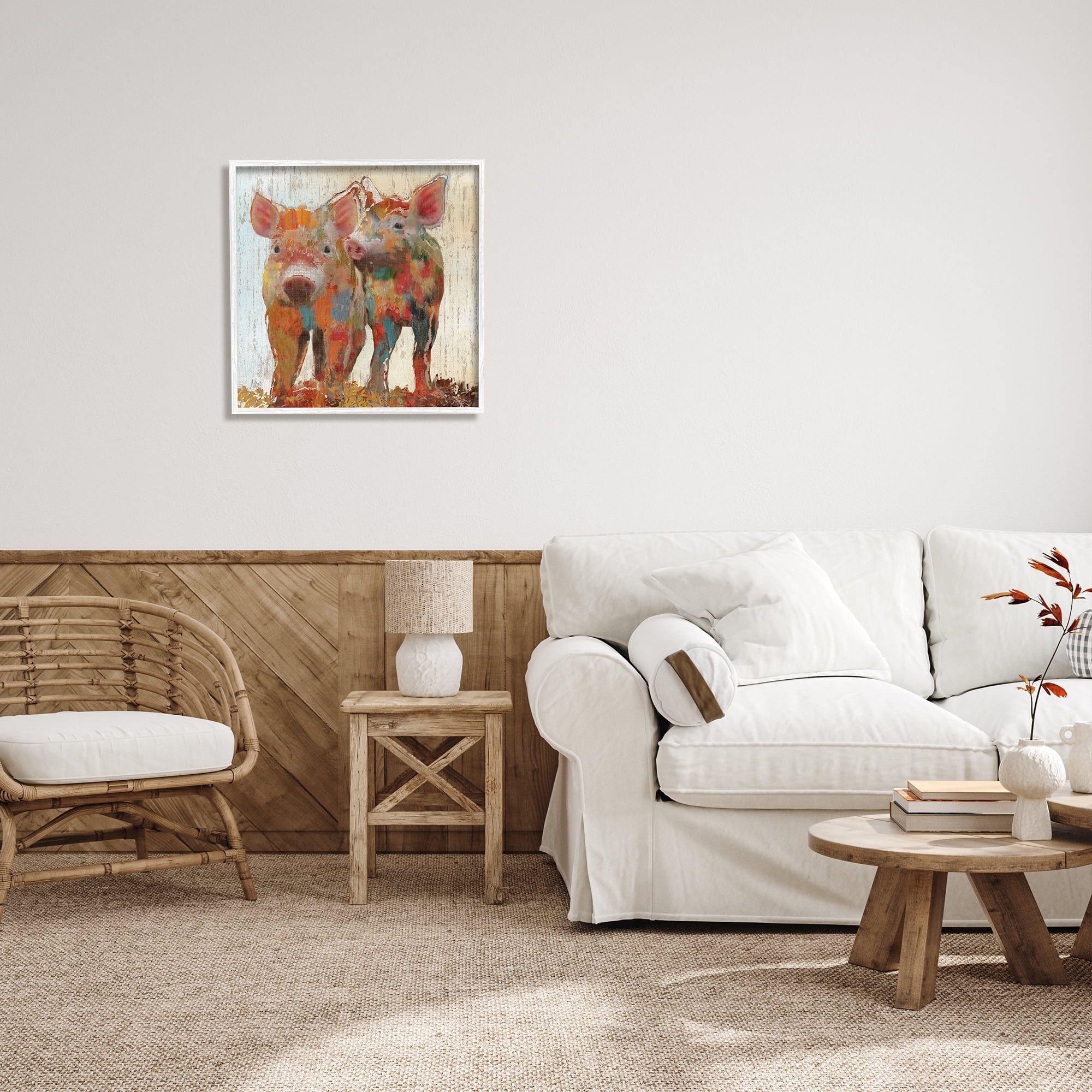 Stupell Industries Rustic Farm Pigs Abstract Contemporary Patchwork Pattern, 24 x 24, Design by Nan