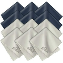 MR.Siga Premium Microfiber Cleaning Cloths for Lens, Eyeglasses, 12 Pack, 6 x 7 inches,Navy/Gray