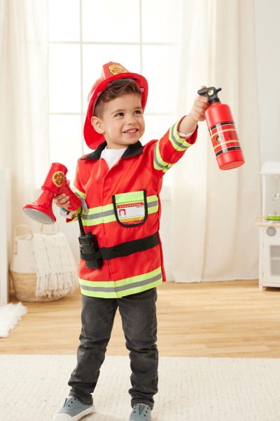 Kidoozie Just Imagine Rescue Ready Firefighter Dress-Up Set – Pretend Play Firefighter Costume with Accessories – Ages 3+ Years