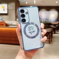 thumbnail image 4 of for Samsung Galaxy S23 FE Magnetic Phone Case Compatible with MagSafe Cute Rose Flower Case for Women Luxury Plating Camera Lens Cover Soft Silicone S23 FE Shockproof Case 6.4" (Sierra Blue), 4 of 10