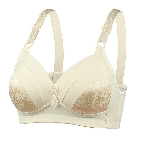 DeHolifer Women s Bras 3pc No Steel Ring Lactation Snow Pendant Vest Bra Backless Seamless Underwear Beige 44