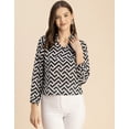 thumbnail image 2 of Moomaya Long Sleeve Band Collar Printed Top - Women's Stylish Georgette Top, 2 of 9