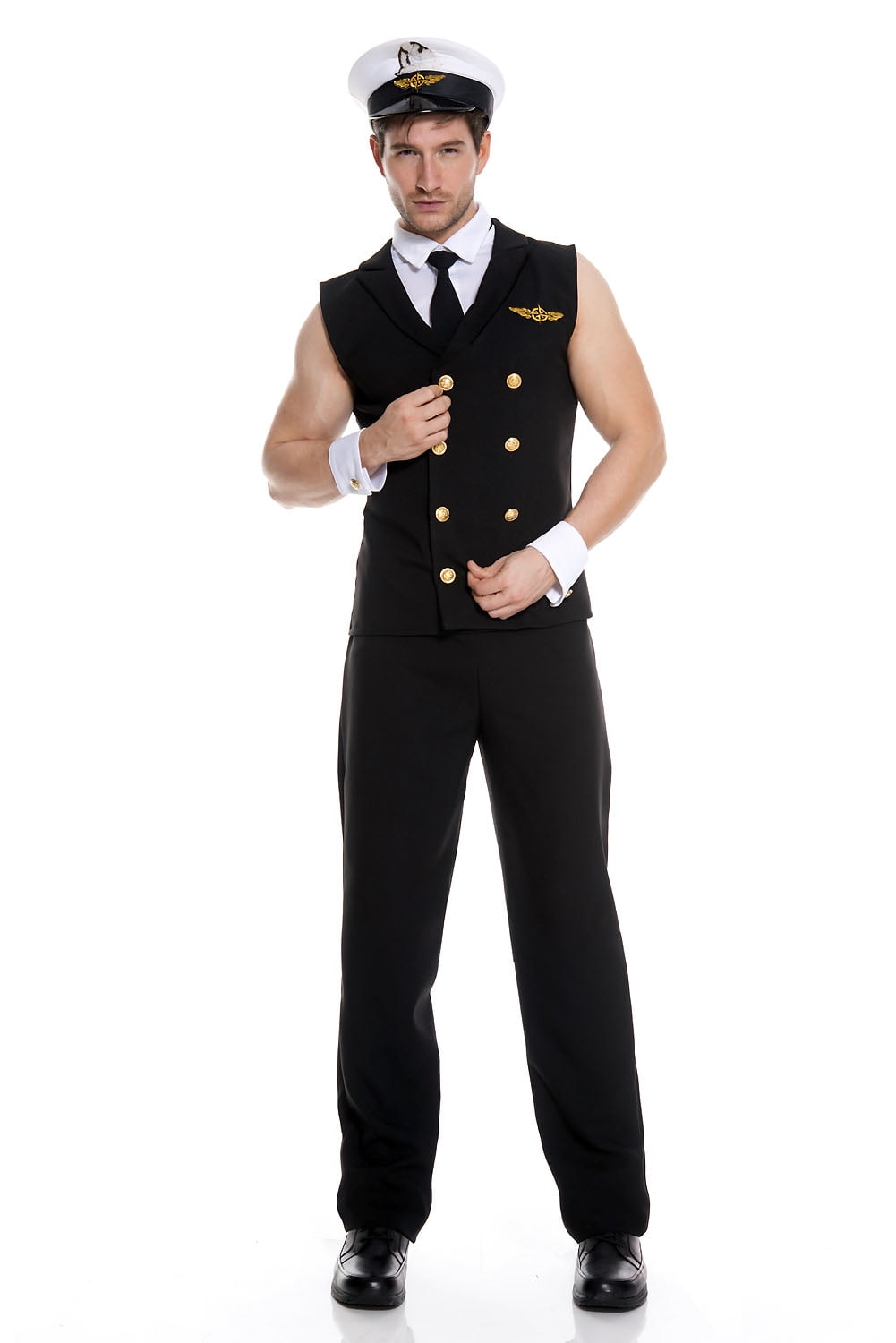 Mens Ladies Pilot Hat Cabin Crew Cap Fancy Dress Costume Party New 