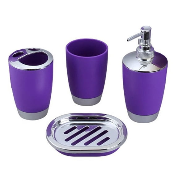 4PCS Space Saving Bathroom Set Hygienic Storage For Toothbrush Cup Soap Dish Dispenser