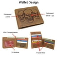 thumbnail image 4 of MARSHAL Mens RFID Blocking Vintage Leather Bifold Wallet with Triple Skull Debossed Design Tan, 4 of 8