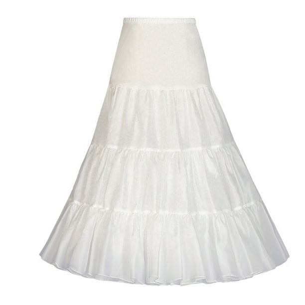 BYDOT Crinoline Underskirt Petticoat A-line Knee Length Hoopless White ...